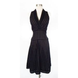 Marc New York Black with Nude Sheer Stripe Sleeveless A Line Dress [Size 4]